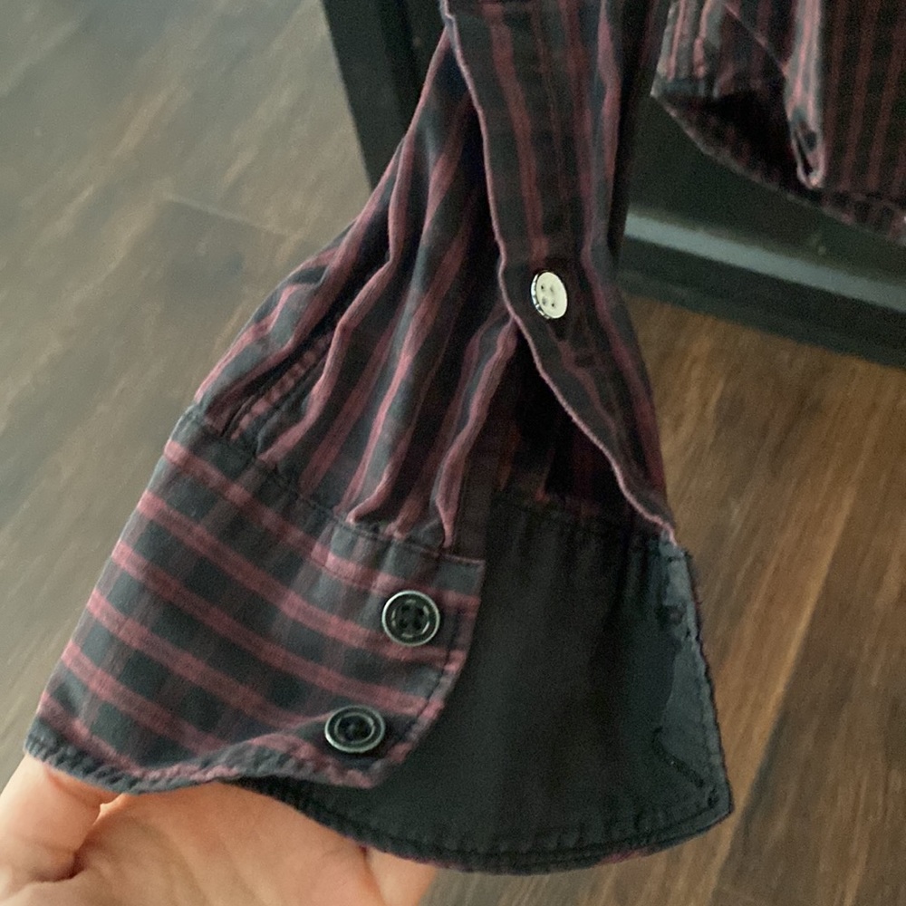Rag & Bone Maroon Black Check Button Up - image 5